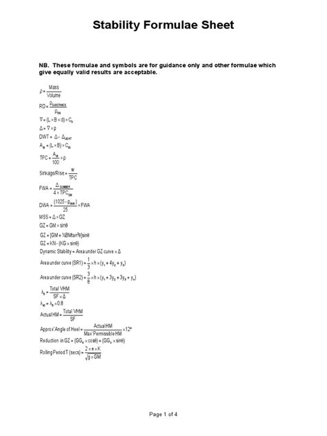 Mca Formula Sheet Pdf Vehicle Design Shipping