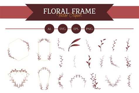 Brown Floral Frame Clipart | Designspace