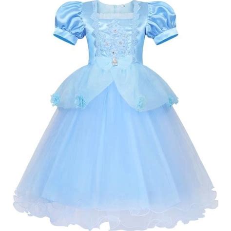 D Guisement Cendrillon Princesse Pour Filles Amzbarley Bleu