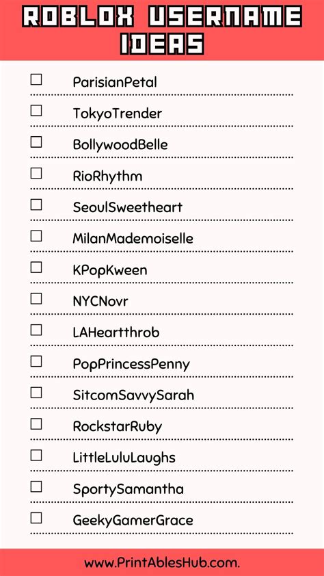 Printable List Of Roblox Username Ideas - Printables Hub