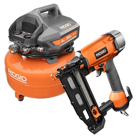 Ridgid 16 Gauge Straight Finish Nailer 6 Gal Pancake Compressor Of60150ha R250s The Home Depot