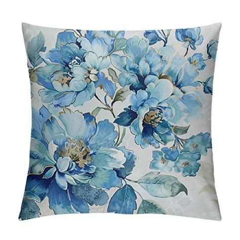 Creowell Blue Floral Throw Pillow Covers 18x18 Farmhouseome Decor