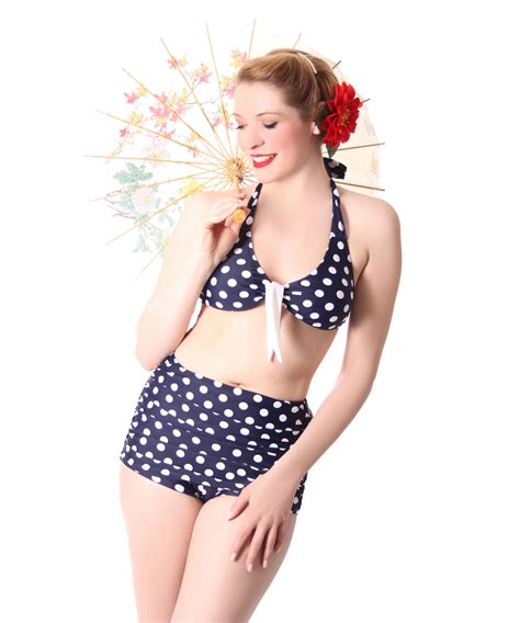 Oliana S Pin Up Polka Dots Retro High Waist Bikini By Sugarshock