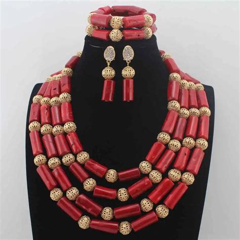 New Gorgeous Layer Red Coral Beads Costume Necklace Traditional