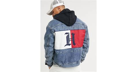 Tommy Hilfiger X Lewis Hamilton Back Logo Oversized Hooded Denim Jacket ...