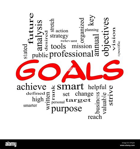 Goals Word Cloud Concept In Red And Black With Great Terms Such As