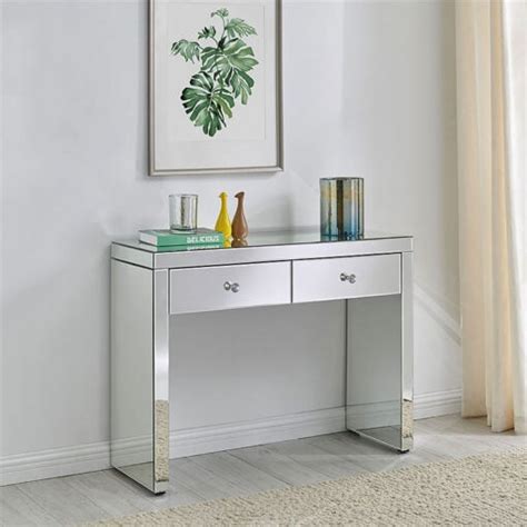 Verona 2 Drawer Mirrored Glass Bedside Cabinet Side Table Picture Perfect Home