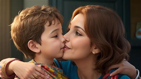 Una Madre En Un Tierno Y Amoroso Momento Con Su Hijo Foto Premium