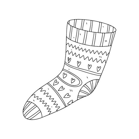 Chaussette Avec Motif De Coeurs Dans Un Style Doodle Dessiné à La Main