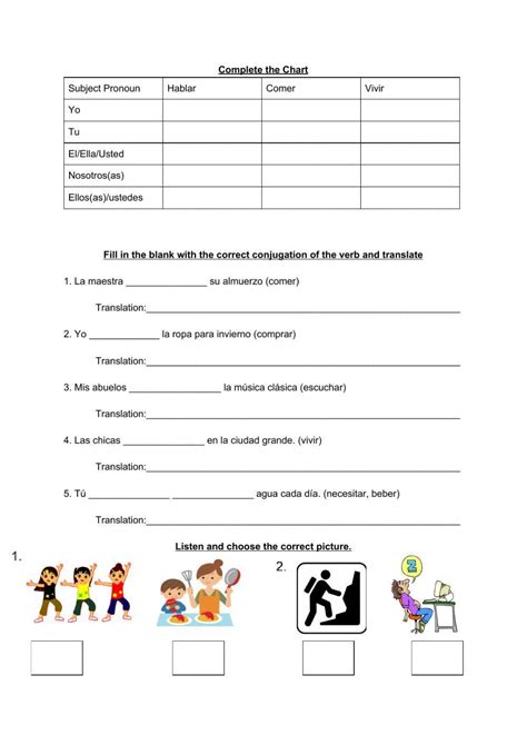 Regular Spanish Verbs Practice Worksheet Live Worksheets Worksheets