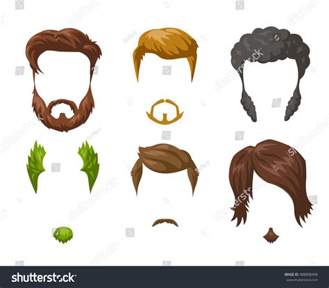 Beards Mustaches Hairstyles Set Different Male Stock Vector Royalty