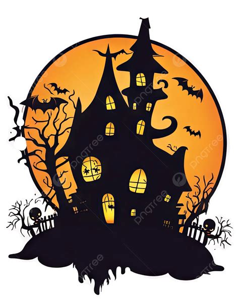 Silueta De Casa Espeluznante Dise O De Etiqueta De Halloween Png Casa