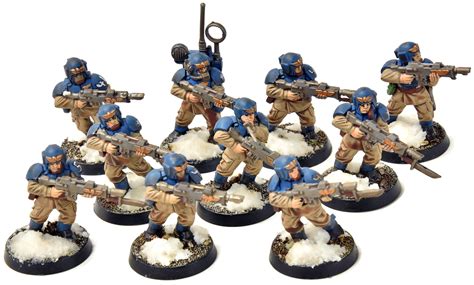 ASTRA MILITARUM 10 Cadian Shock Troops 2 Warhammer 40K WELL PAINTED