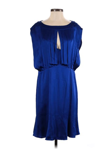 Tracy Reese 100 Silk Solid Sapphire Blue Casual Dress Size 4 82 Off