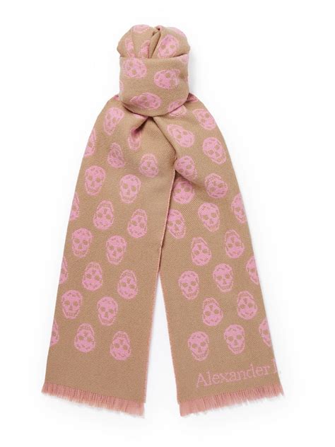 Alexander Mcqueen Reversible Fringed Logo Jacquard Wool Scarf