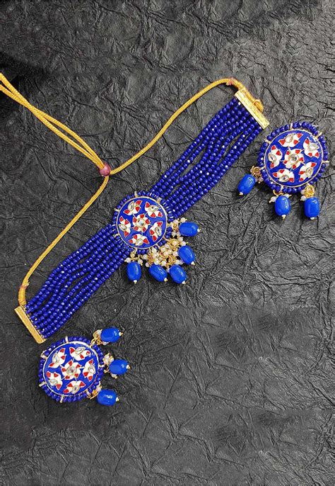 Meenakari Beaded Choker Necklace Set Jnv305