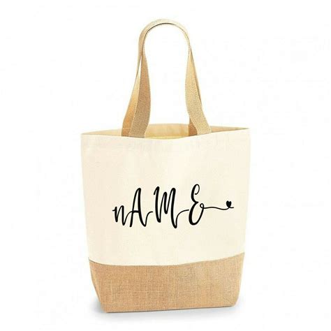 Personalizado Tote Bag Custom Nombre Inicial Yute Base Canvas Etsy