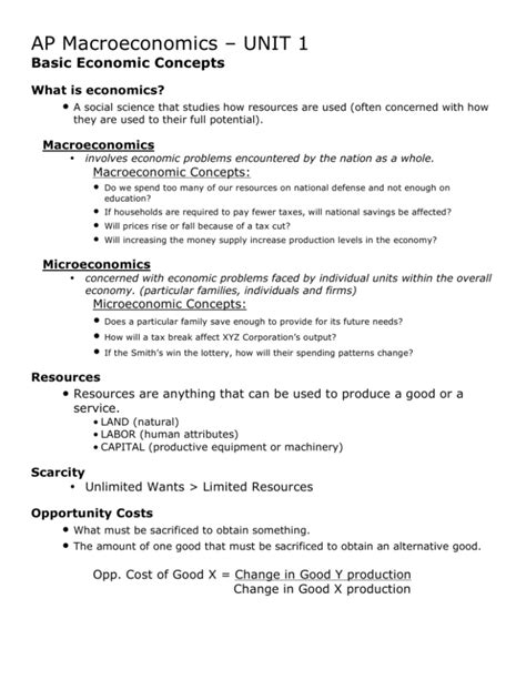 Ap Macro Unit 1 Notes