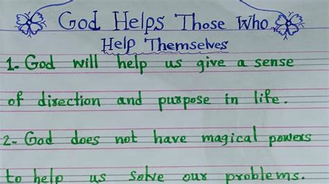 Essay On God Helps Those Who Help Themselves In English Themselves