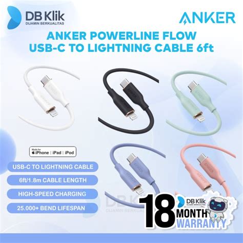 Jual Kabel Charger Anker PowerLine Flow USB C To Lightning Cable 6ft