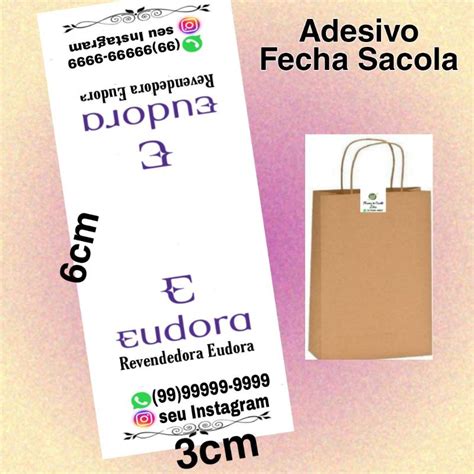 20 Adesivos Fecha Sacola 6cm X 3cm Personalizado Shopee Brasil