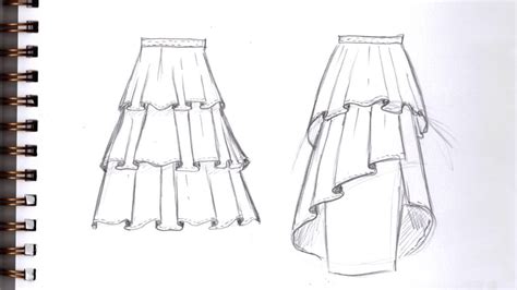 How To Draw Tiered Skirt With Ruffles Step By Step Pencil Drawing