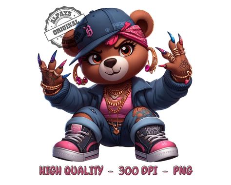 Hip Hop Teddy Bear Girl Png Teddy Bear Png Files For Sublimation