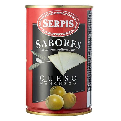 Aceitunas Rellenas De Queso Manchego Serpis X 300 G Jumbo