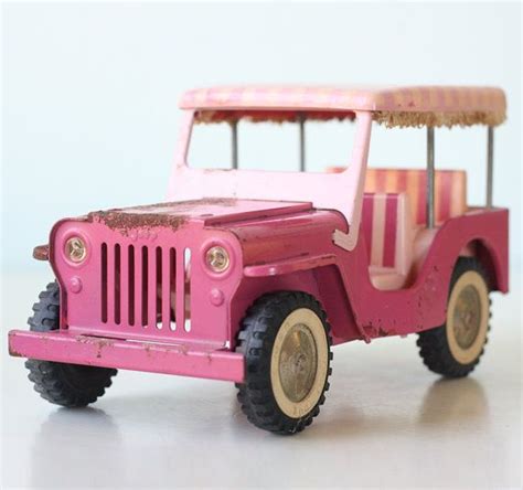 Vintage Pink Jeep Tonka Pink Stripes Covered Toy Jeep 1962 Etsy