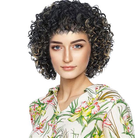 Human Hair Wigs For Women Black Yellow Natural Short Wavy Curly