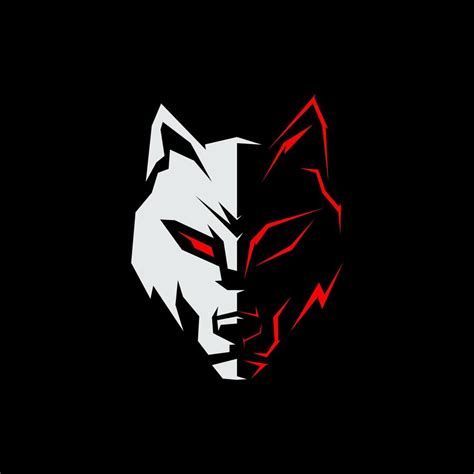 simple wolf logo gaming eyes sharp white and red vector 15733775 Vector ...