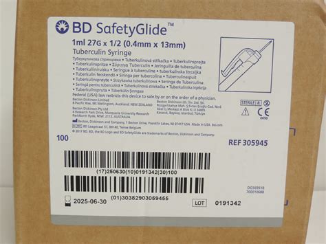 Bd Safetyglide Tb Syringe 1ml 27g X 1 2