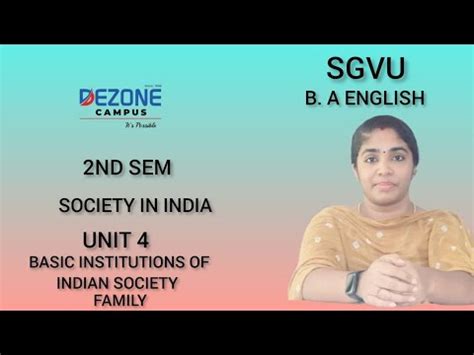 Sgvu B A English Nd Sem Society In India Unit Basic Institutions Of