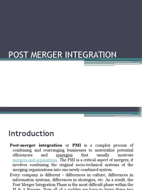 post merger integration  mergers  acquisitions economies