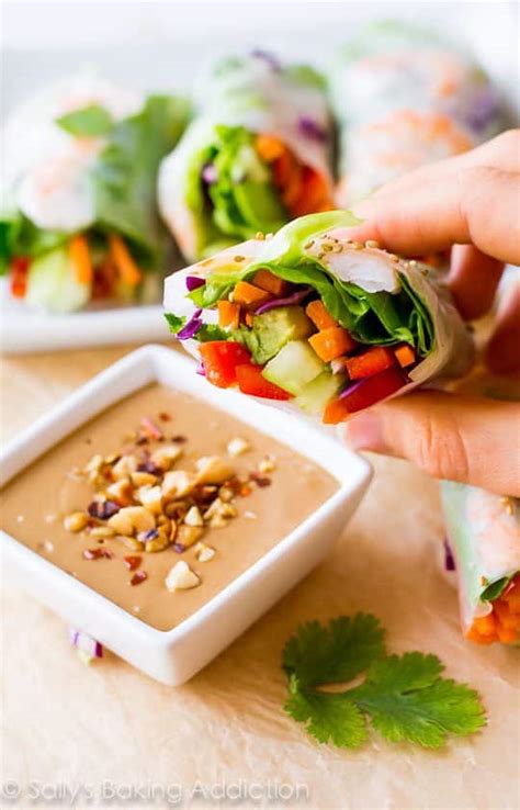 Homemade Fresh Summer Rolls With Easy Peanut Dipping Sauce Sallys