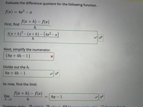 Answered Evaluate The Difference Quotient For… Bartleby