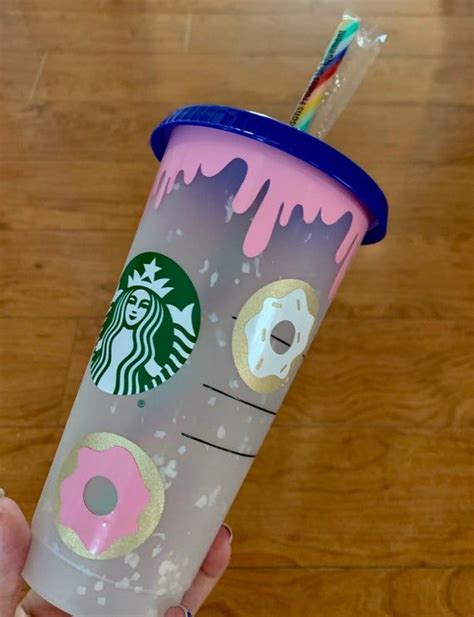 Starbucks Donut Color Changing Confetti Cold Beverage Reusable Etsy