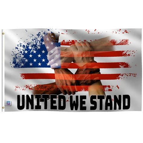 United We Stand Flag 100 Polyester Banner With Canvas Header For