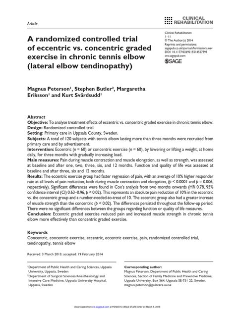 A Randomized Controlled Trial Of Eccentric Vs Concentric Graded