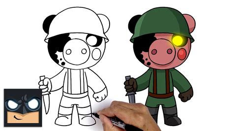 Cómo dibujar un soldado del videojuego Roblox Piggy