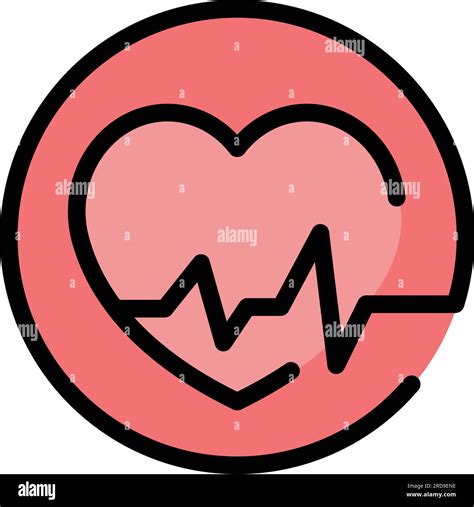 Heart Pulse Icon Outline Vector Rate Monitor Beat Ekg Color Flat