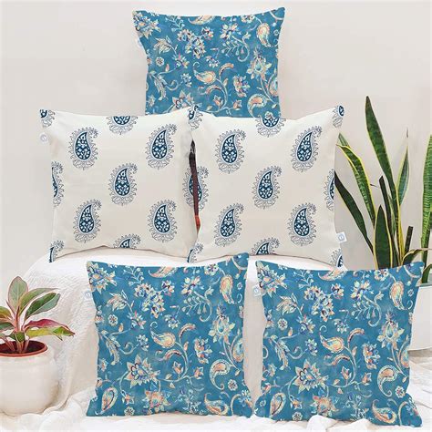 Buy Stitchnest Floral Decorative Blue And White Printed Poly Cotton