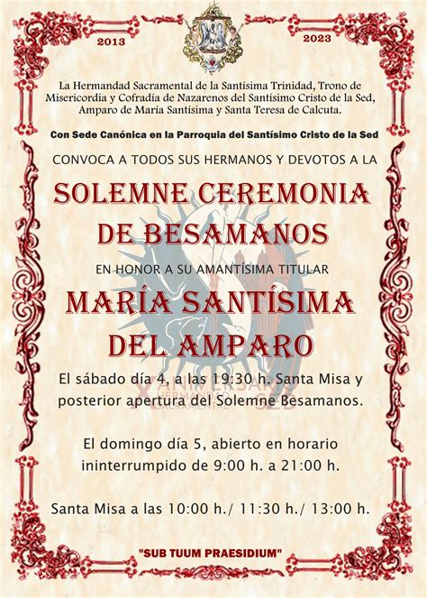 Solemne Ceremonia De Besamanos De Mar A Sant Sima Del Amparo