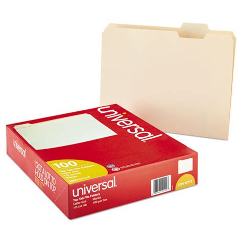 Universal® File Folders 15 Cut Assorted One Ply Top Tab Letter Manila 100box National