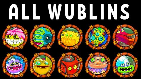 All Wublins My Singing Monsters Wublin Island Youtube