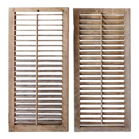 Early 20th Century Rustic Wooden Unpainted Adjustable Window Shutters ...