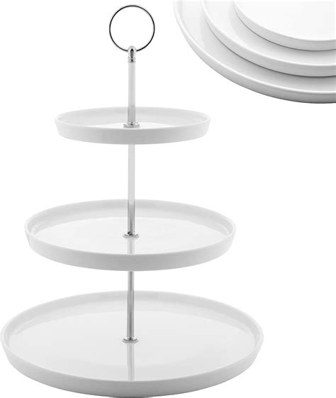 Nyxi Cake Stand Afternoon Tea 3 Tier White Ceramic Cake Stand Porcelain