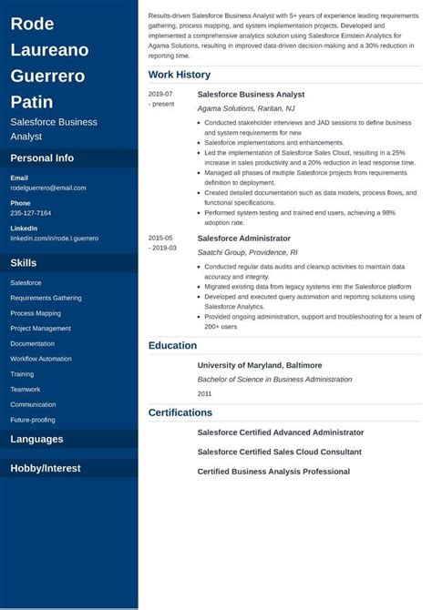 Salesforce Business Analyst Resume Sample Full Guide