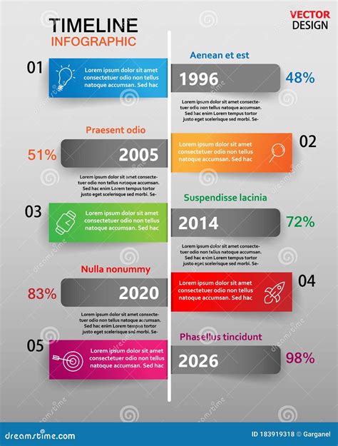 Vector Vertical Busines Timeline or Milestone Graphic Template Stock ...