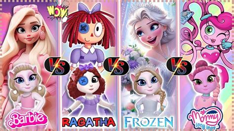 My Talking Angela 2 Barbie😘💋 Vs Frozen Vs Mommy Long Legs Vs Ragatha Cosplay Youtube